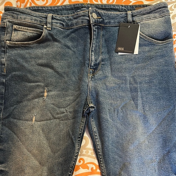 ASOS Dark Blue Ripped Jeans - Picture 1 of 4